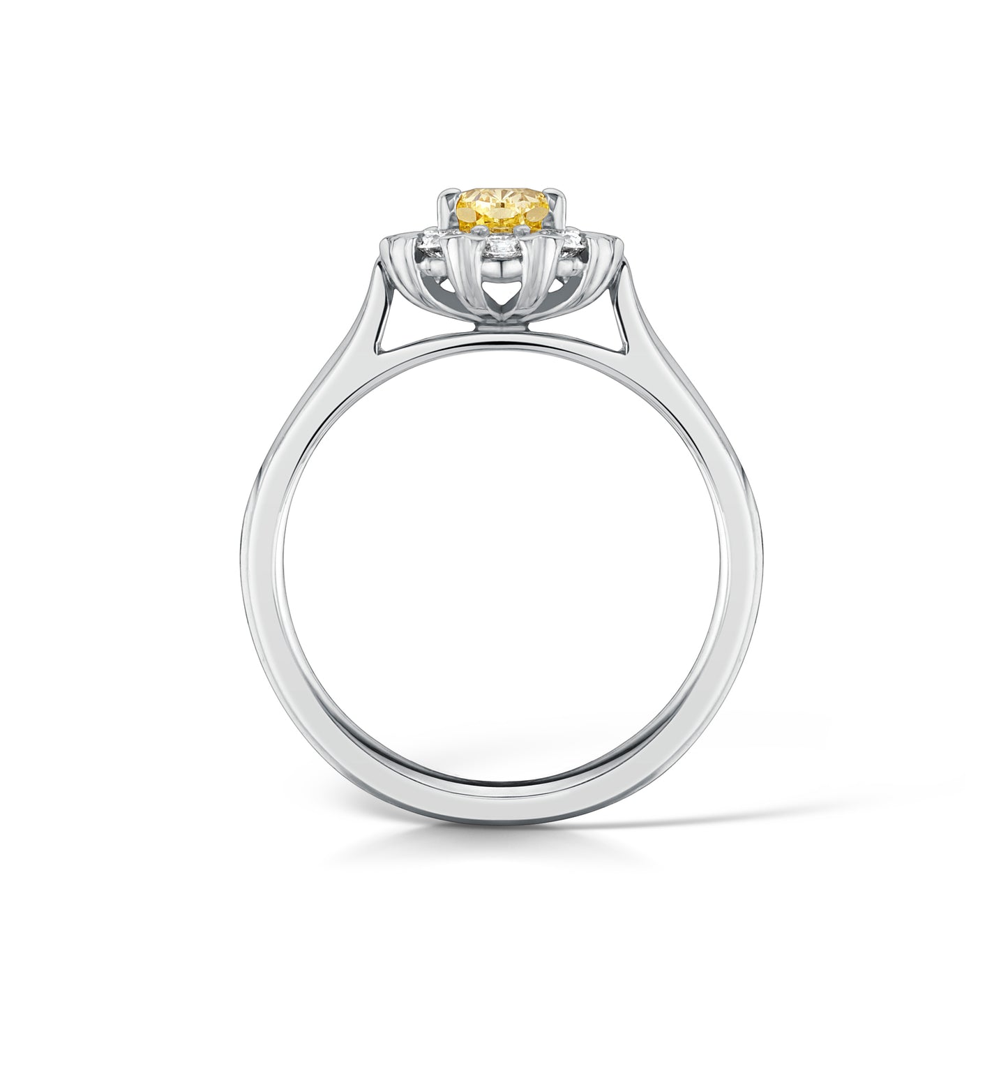 Fancy Yellow Diamond Oval Cluster Ring Side view