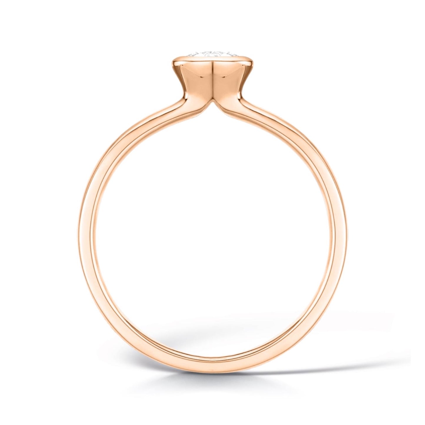 Bezel Set Engagement Ring in Rose Gold - Side