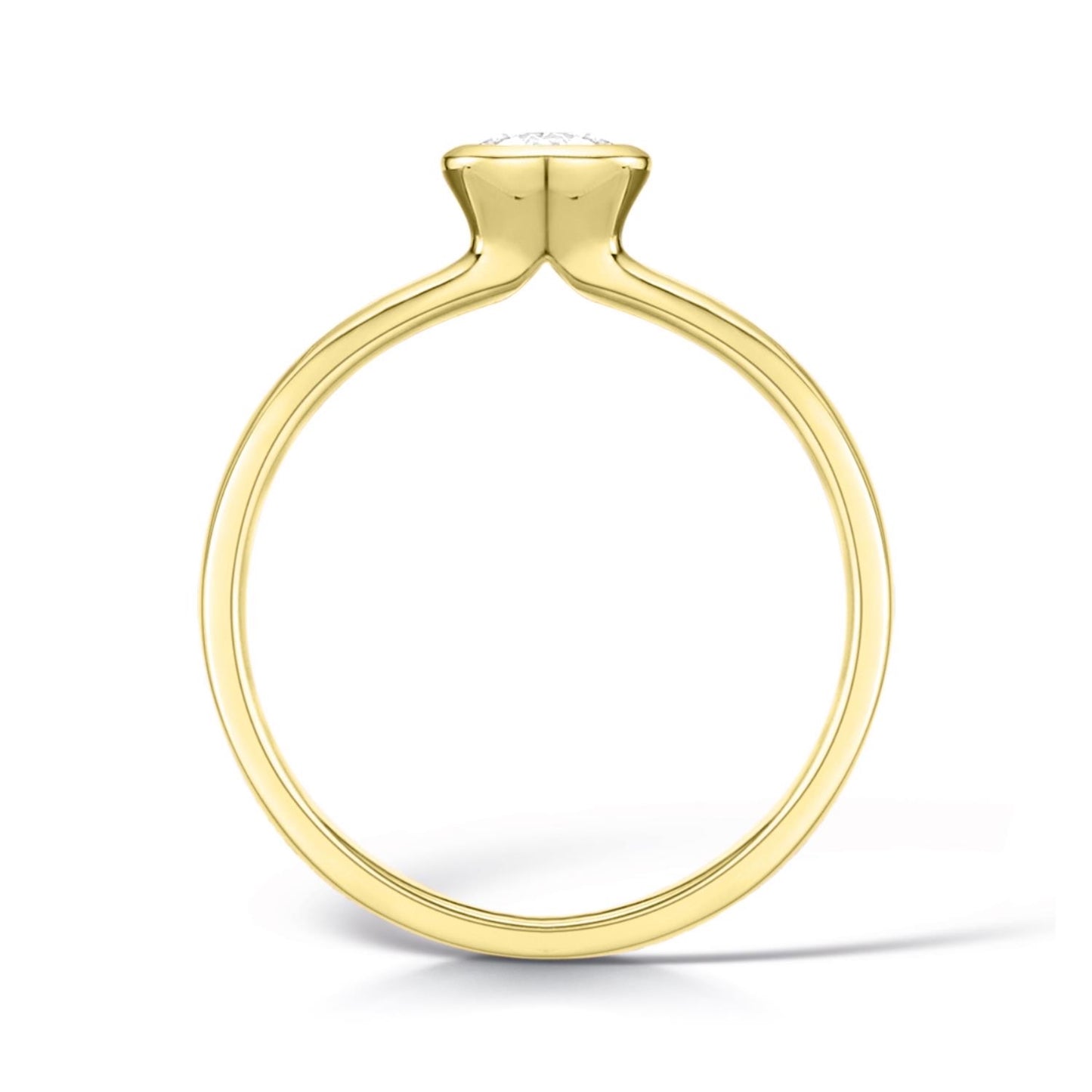 Bezel Set Engagement Ring in Yellow Gold - Side