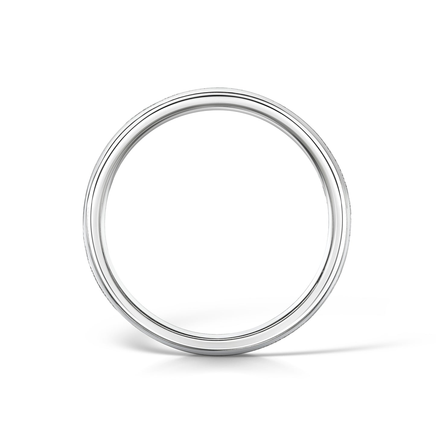 Hand Engraved Leaves Wedding Ring in White Gold side view