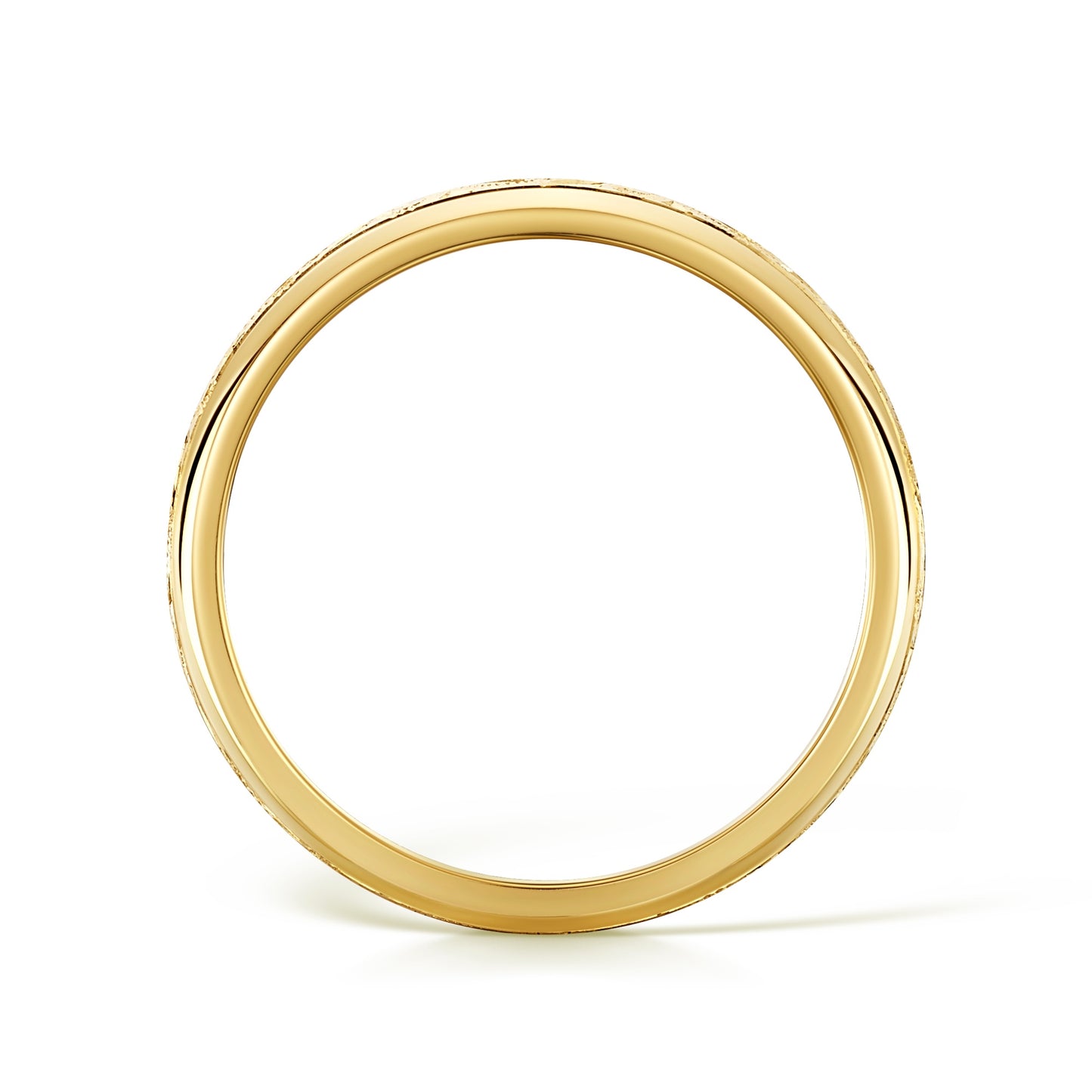 Mens hand engraved yellow gold wedding band - Side