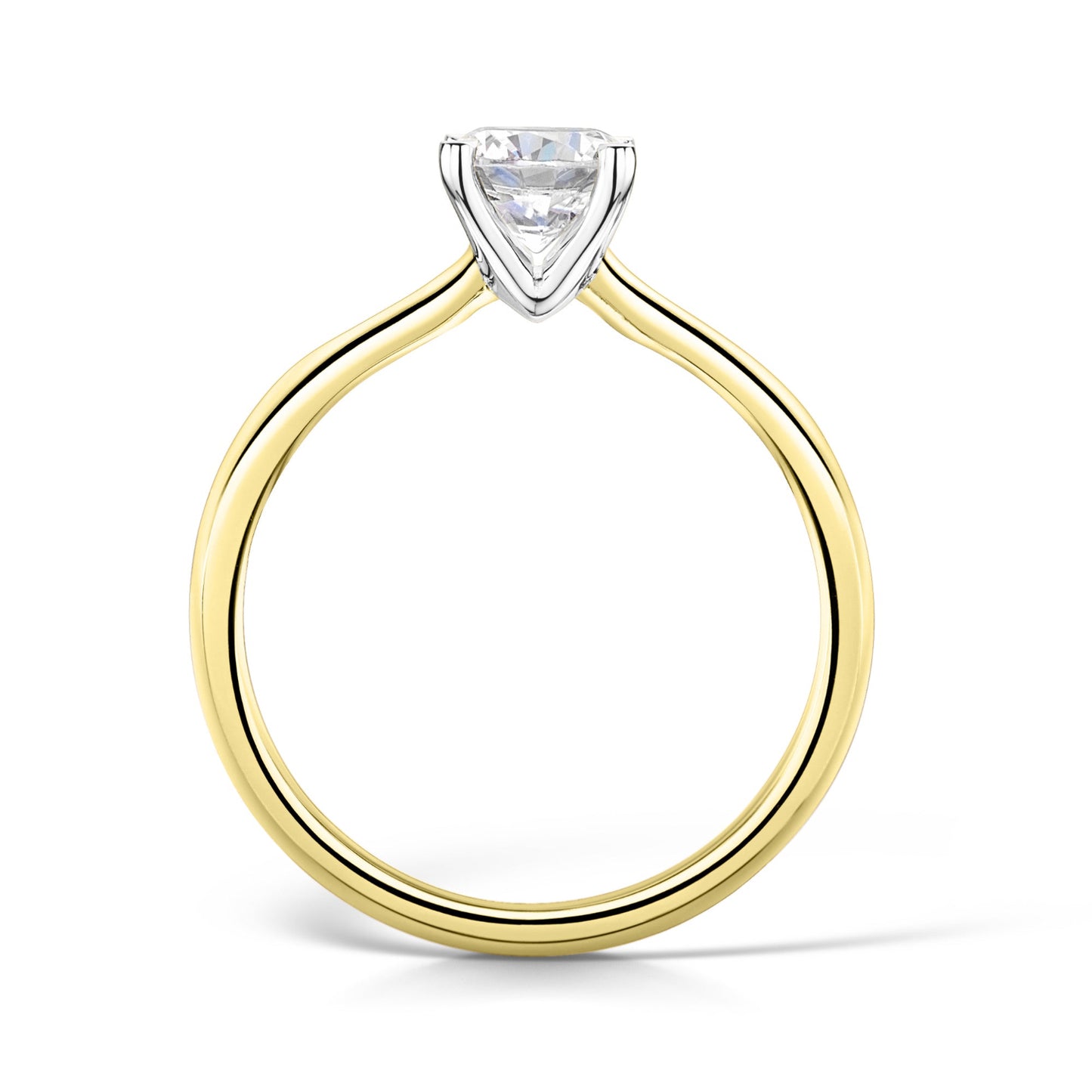Simple Round Diamond Solitaire in 18ct yellow gold - Side