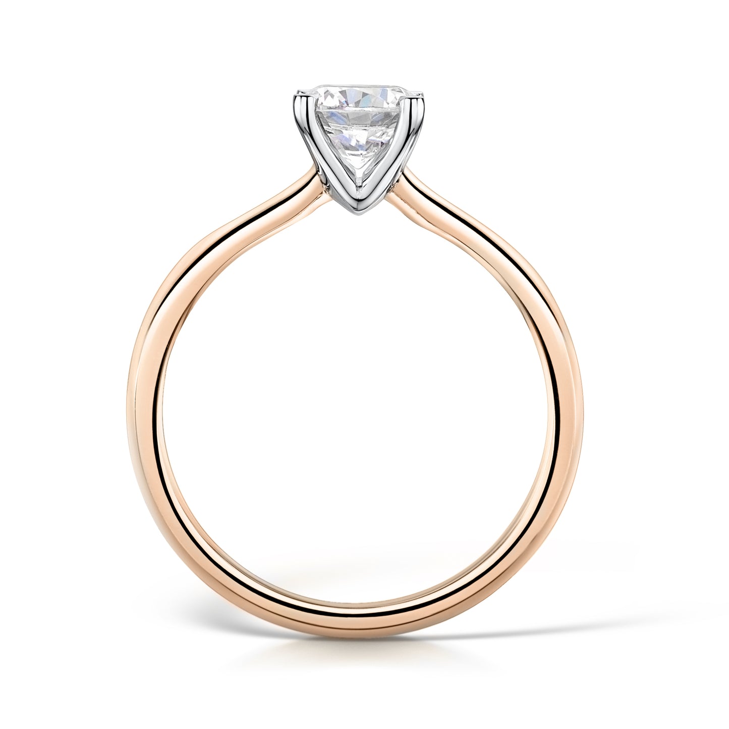 Simple Round Diamond Solitaire in Rose Gold - Side