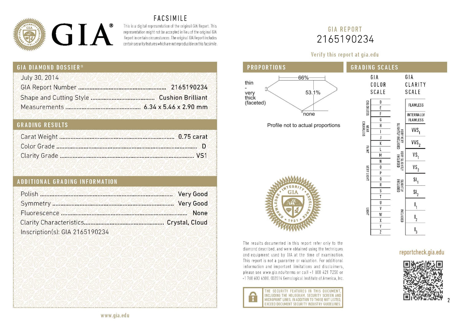 0.75ct Cushion Diamond Engagement Ring