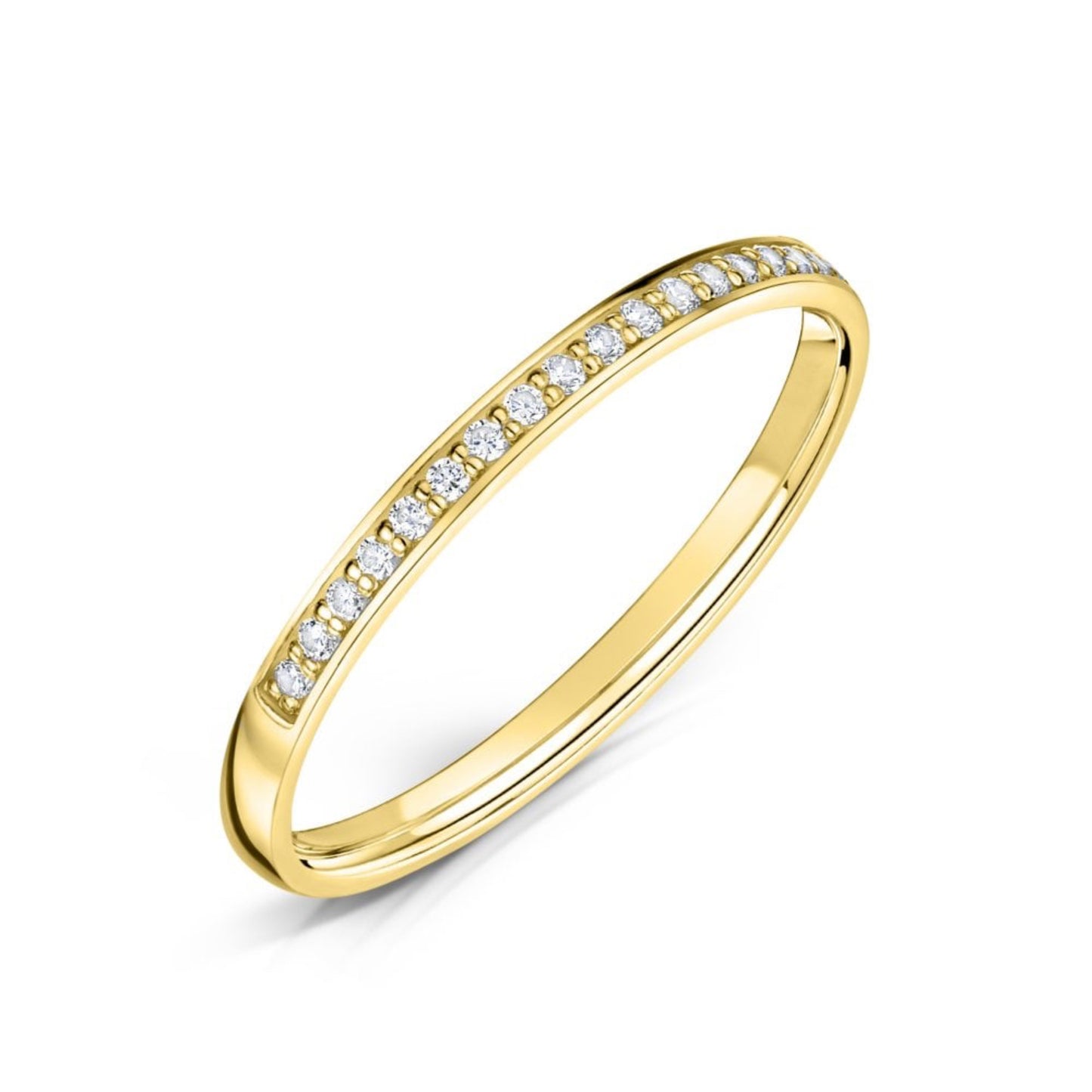 1.5mm Yellow Gold Grain Set Half Eternity Ring 