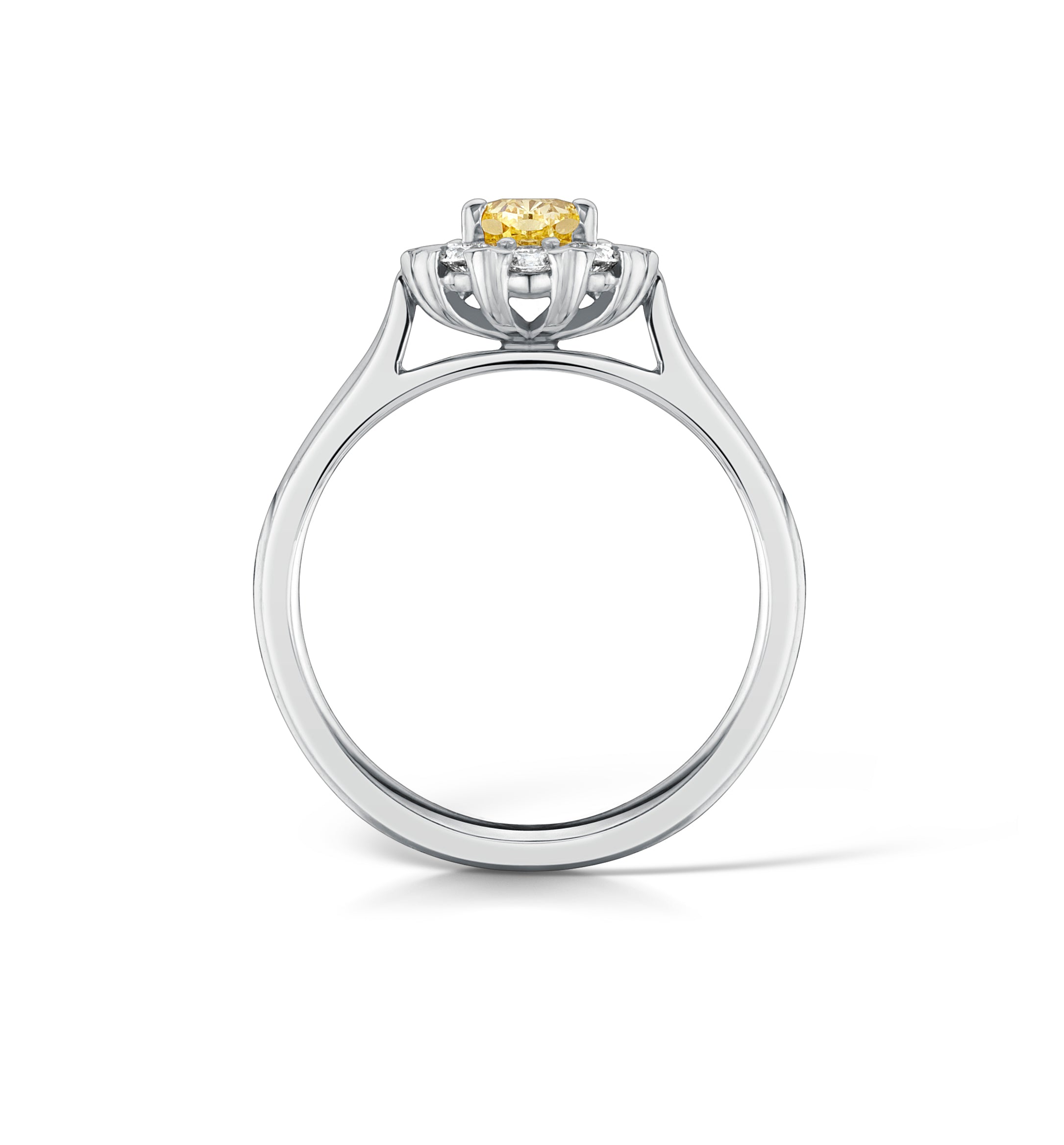 Fancy Yellow Diamond Oval Cluster Ring Side view