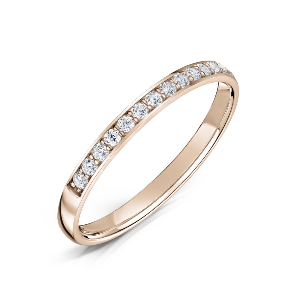 2.0mm Rose Gold Half Eternity Ring - Grain Set on a white background