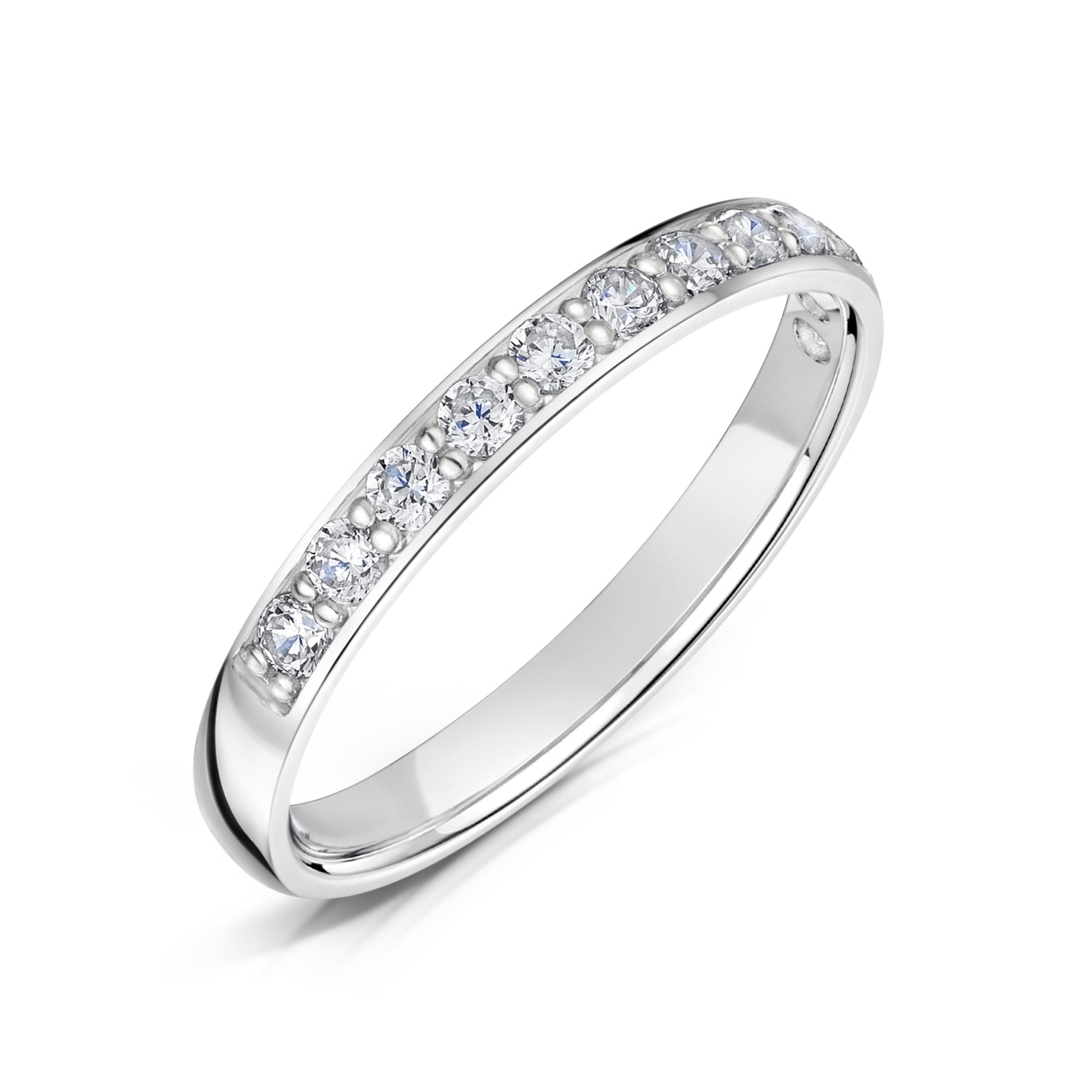 2.5mm Platinum Half Eternity Ring - Grain Set