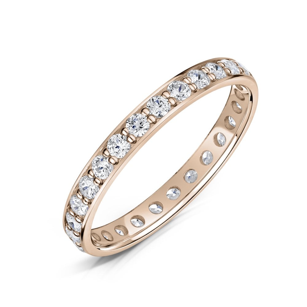 2.5mm Rose Gold Grain Set Diamond Eternity Ring on a white background