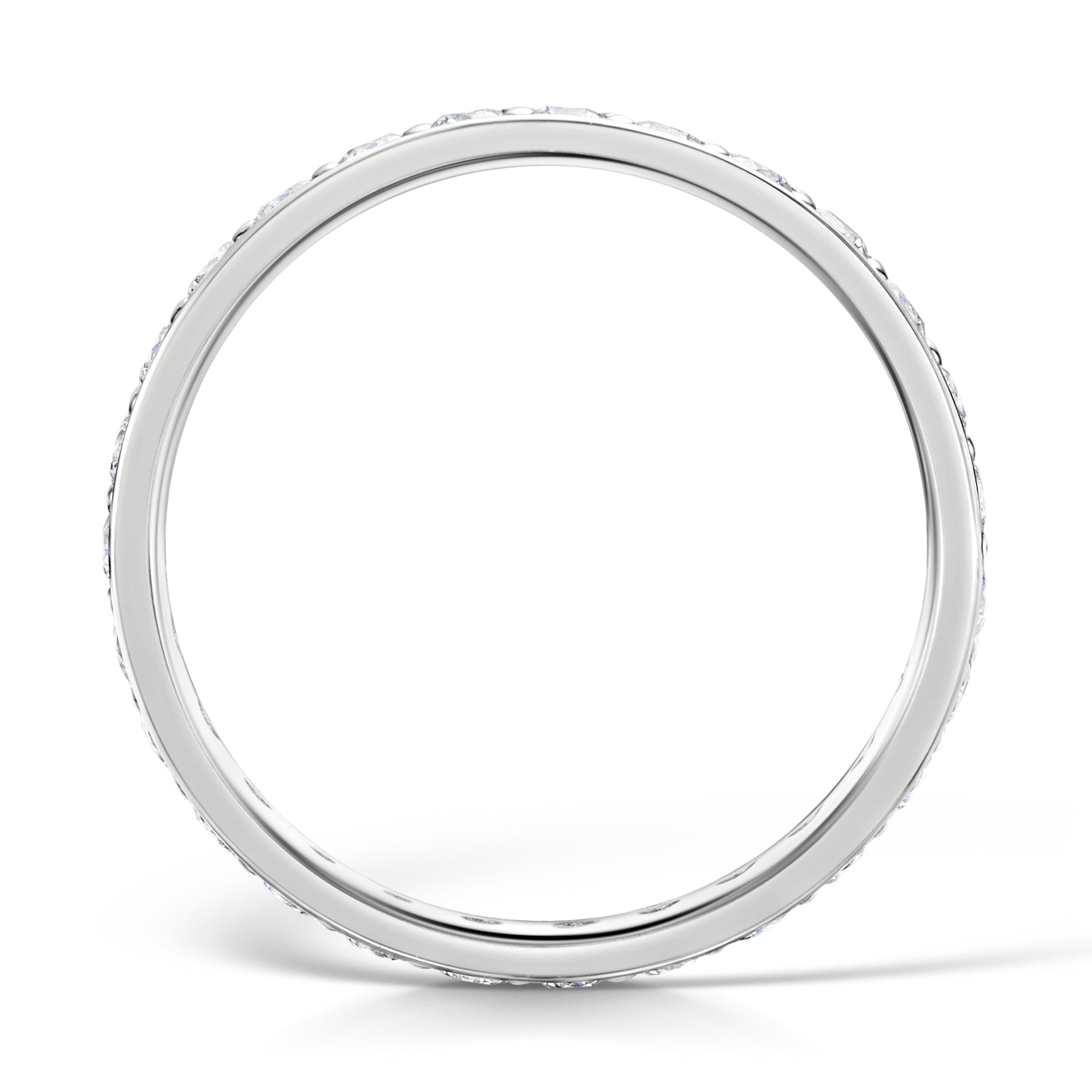 2.5mm White Gold  Eternity Ring Side View- Grain Set