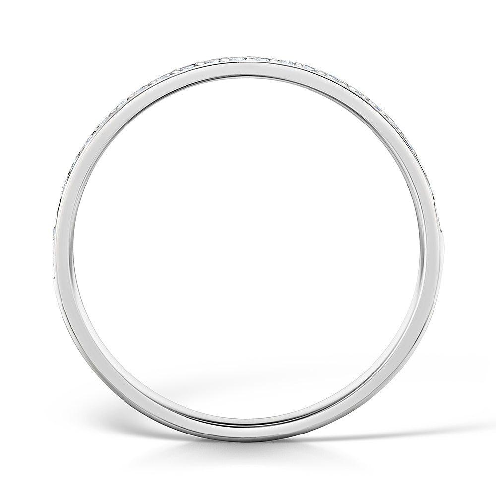 2.5mm White Gold Half Eternity Ring - Grain Set - Side view on a white background
