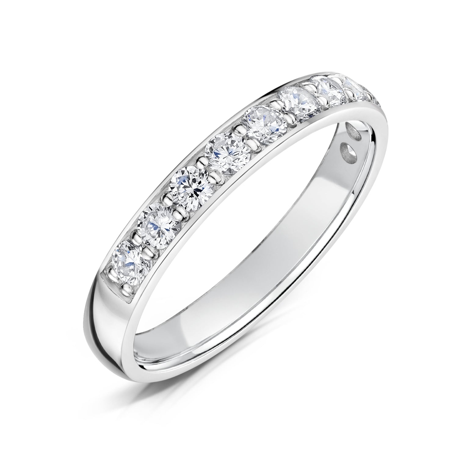 3.0mm Platinum Half Eternity Ring - Grain Set