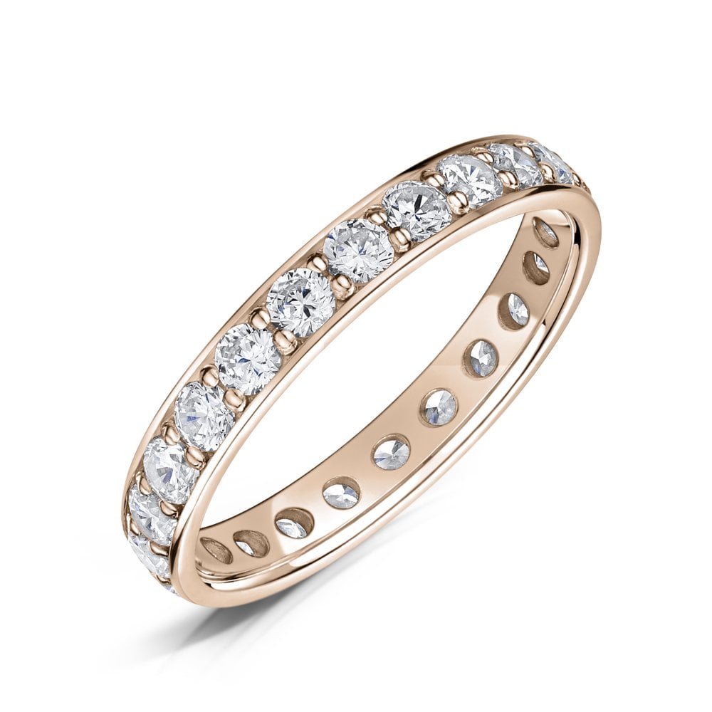 3.0mm Rose Gold Full Eternity Ring - Grain Set on a white background