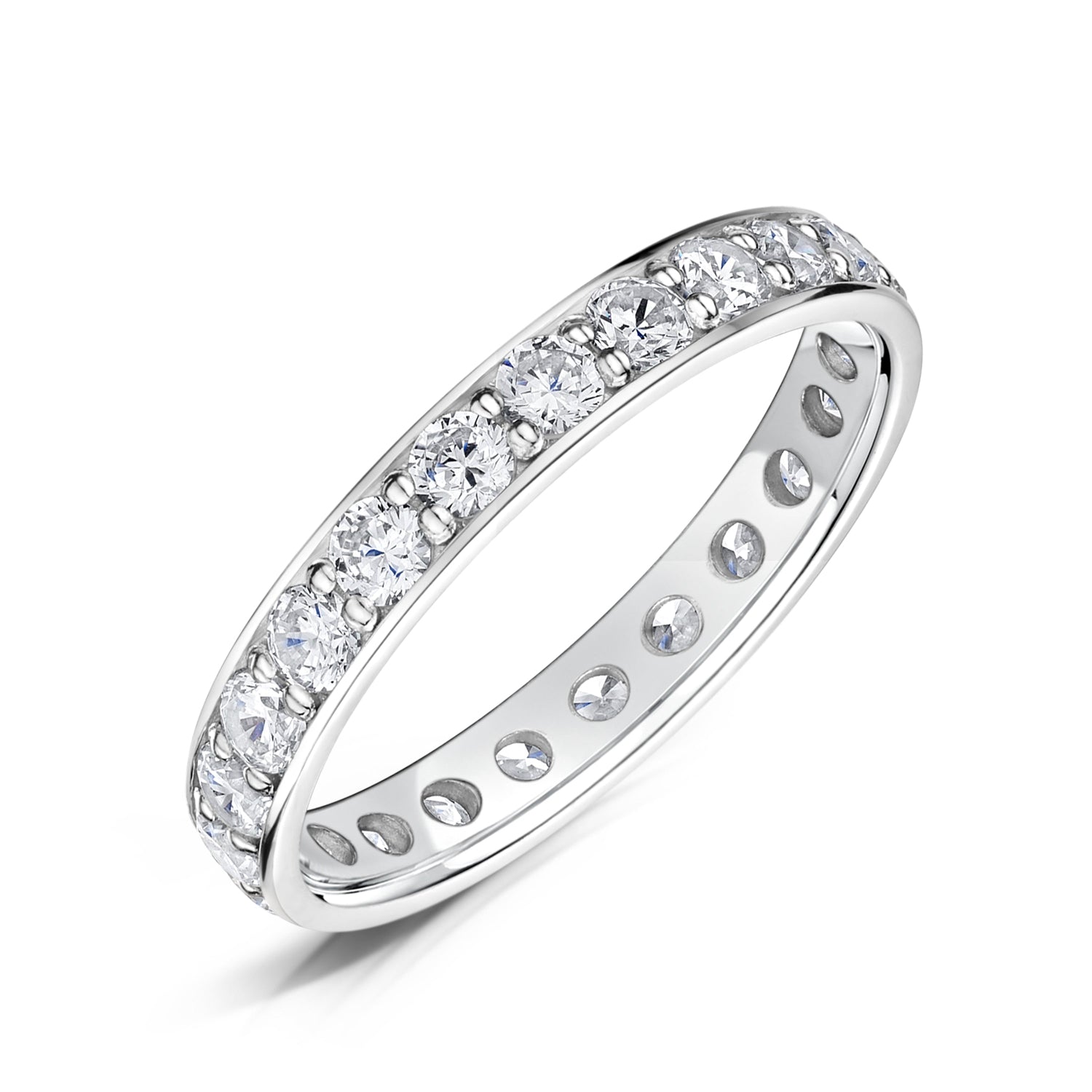 3.0mm White Gold Full Eternity Ring - Grain Set