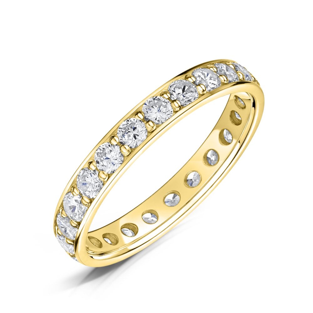 3.0mm Yellow Gold Full Eternity Ring - Grain Set