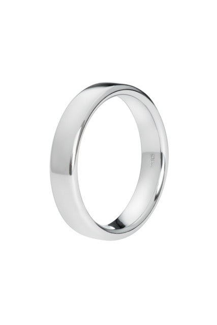 4mm Wide Mens Modern Wedding Ring on White Background