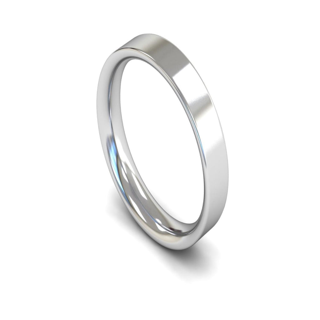4mm flat court wedding band 3D render on white background 