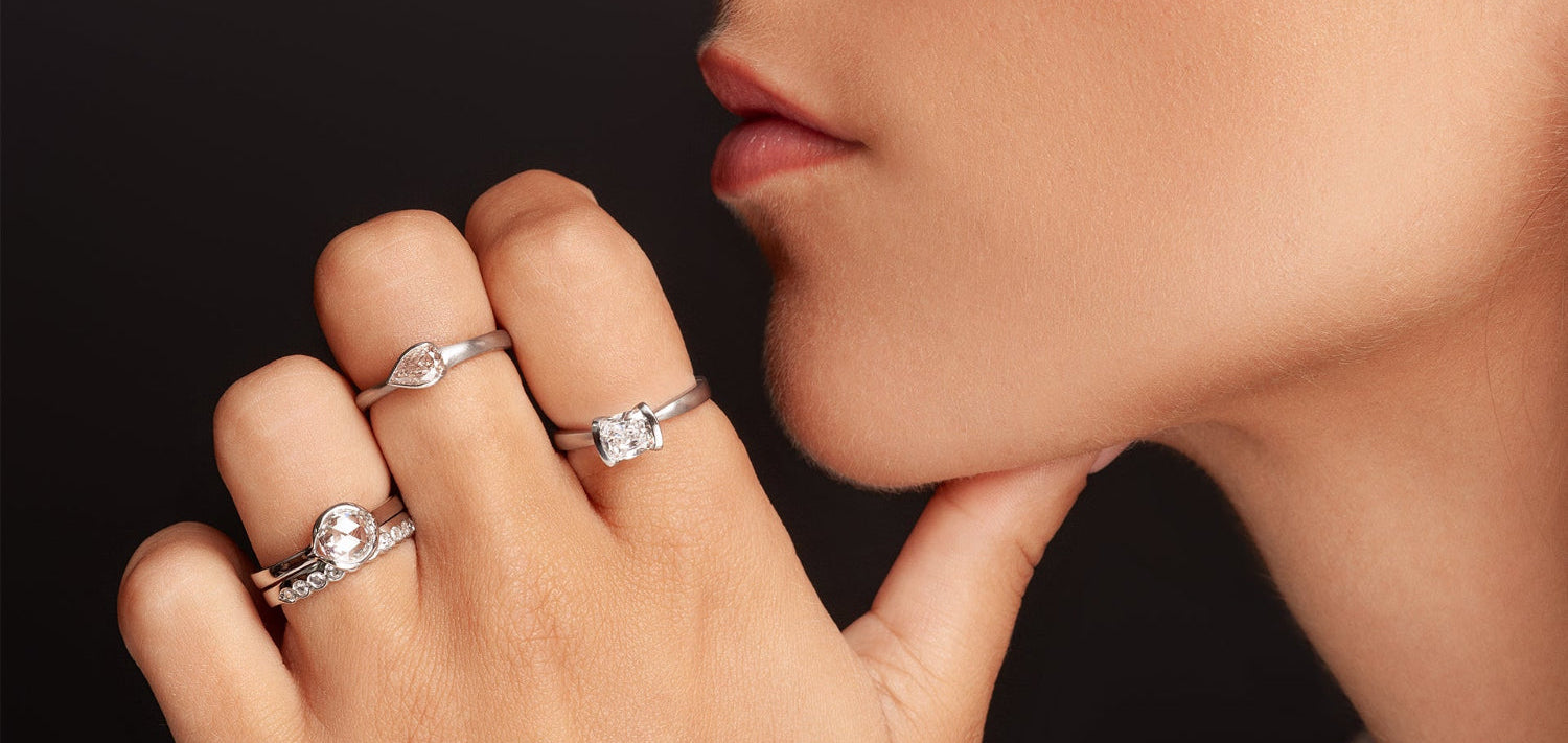 Selection of custom designed bespoke engagement rings