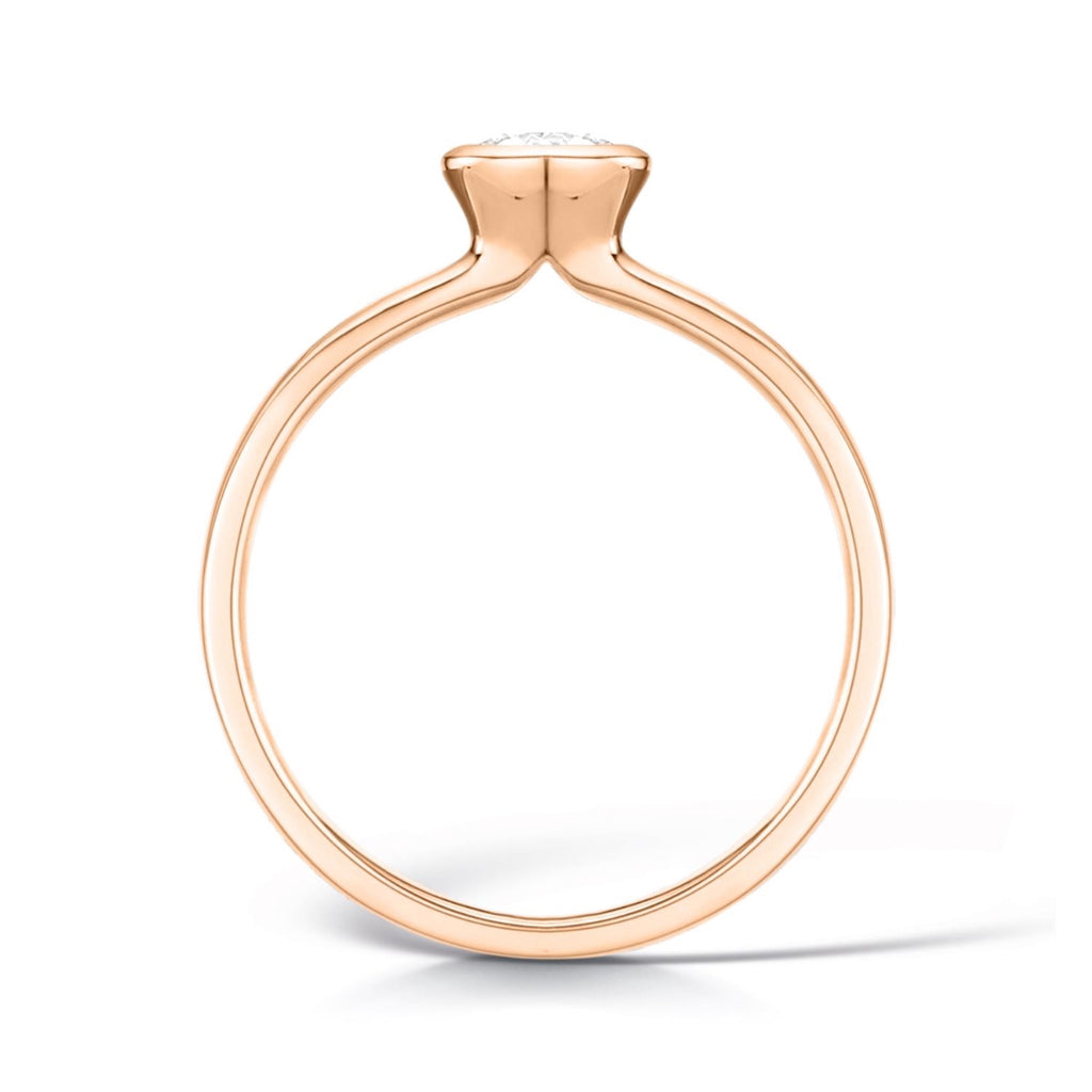 Bezel Set Engagement Ring in Rose Gold - Side