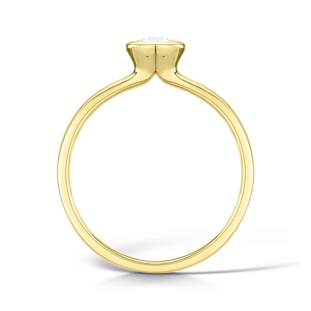 Bezel Set Engagement Ring in Yellow Gold - Side