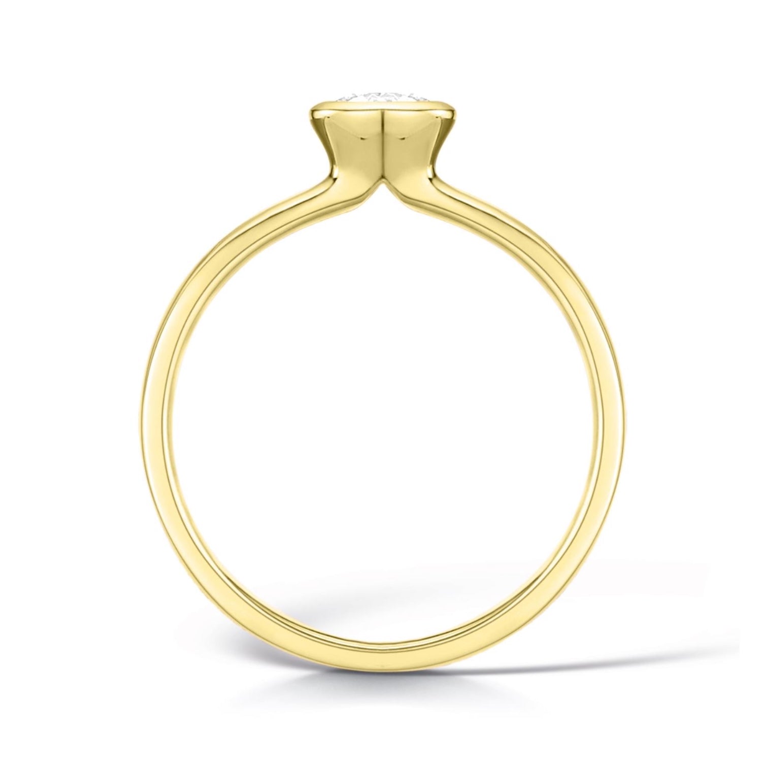 Bezel Set Engagement Ring in Yellow Gold - Side