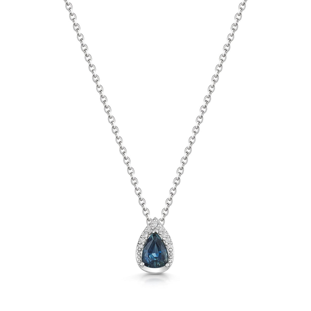 Blue Green Parti Sapphire & Diamond Pendant