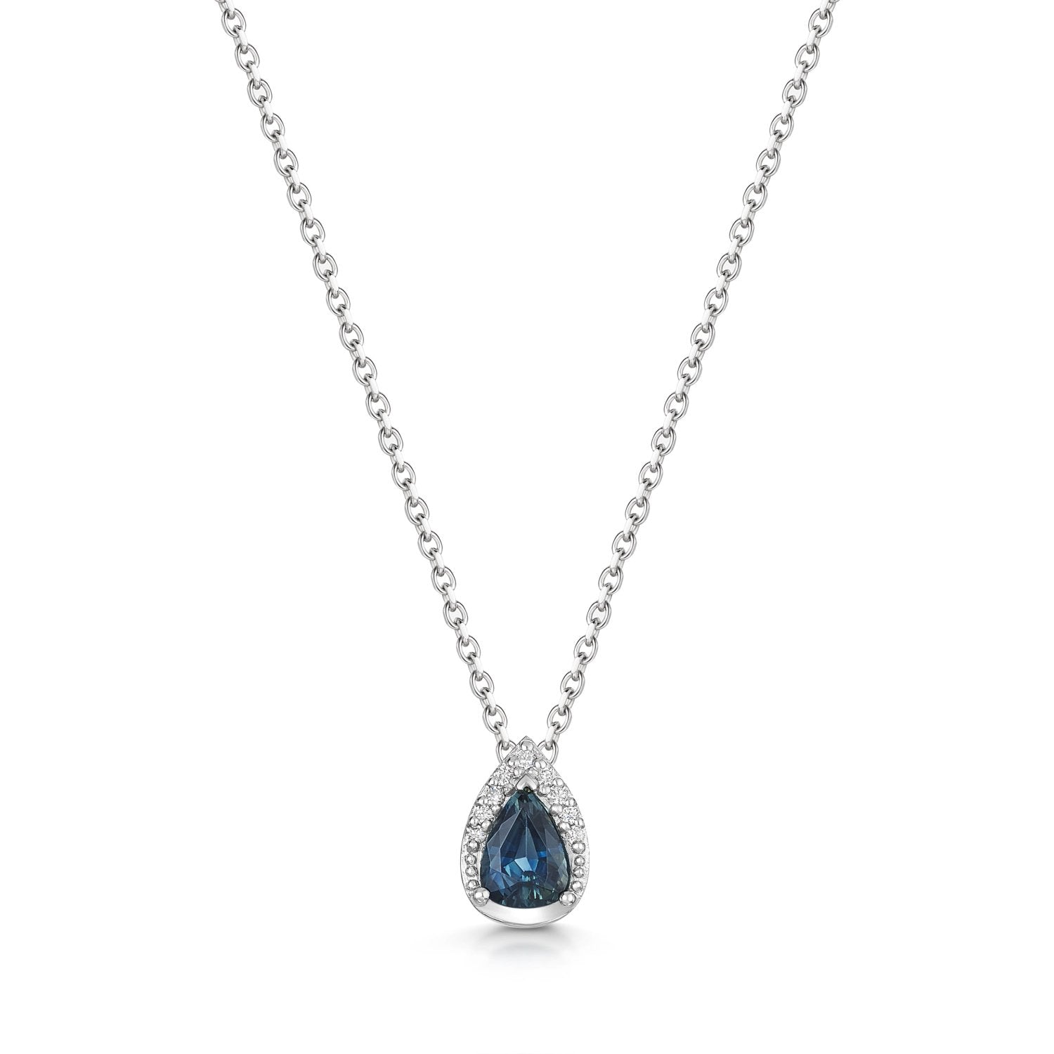 Blue Green Parti Sapphire & Diamond Pendant