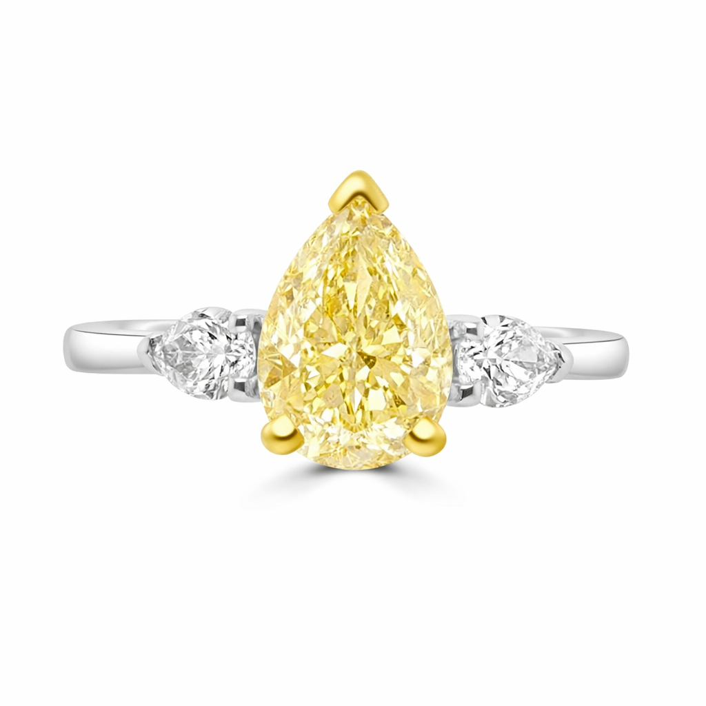 Fancy Yellow Pear Shaped Diamond Engagement Ring