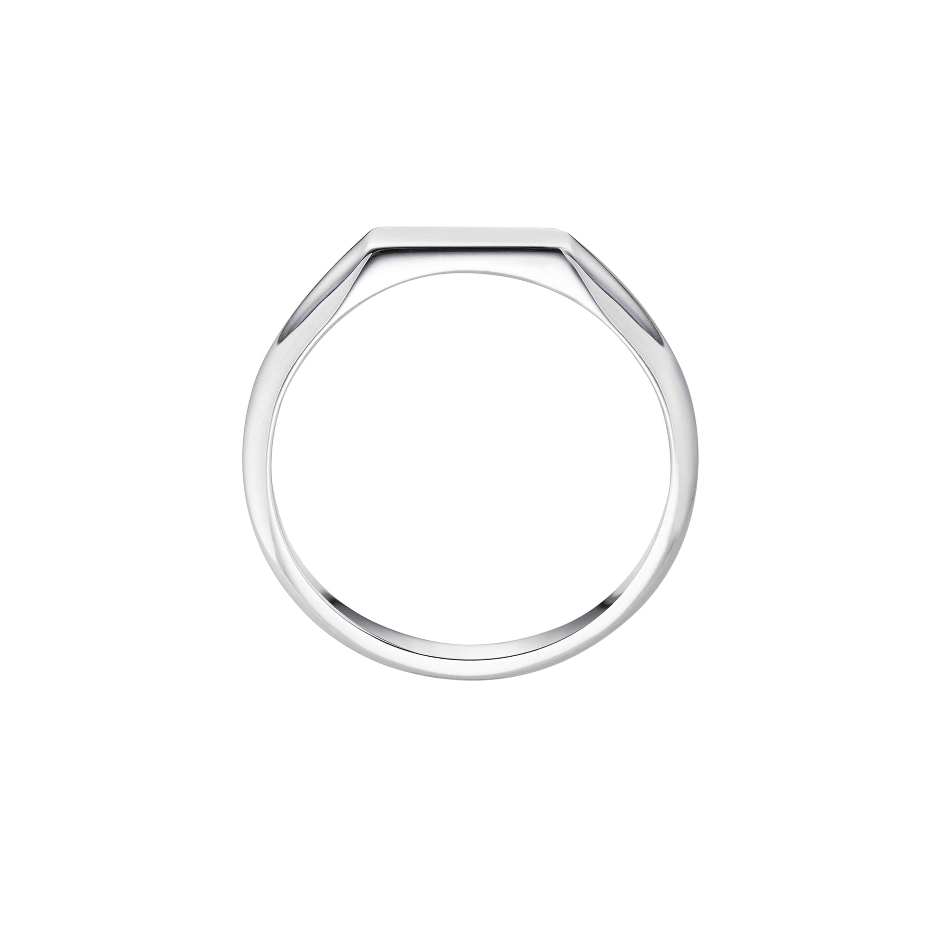Dainty Rectangular Signet Ring in Platinum - Side
