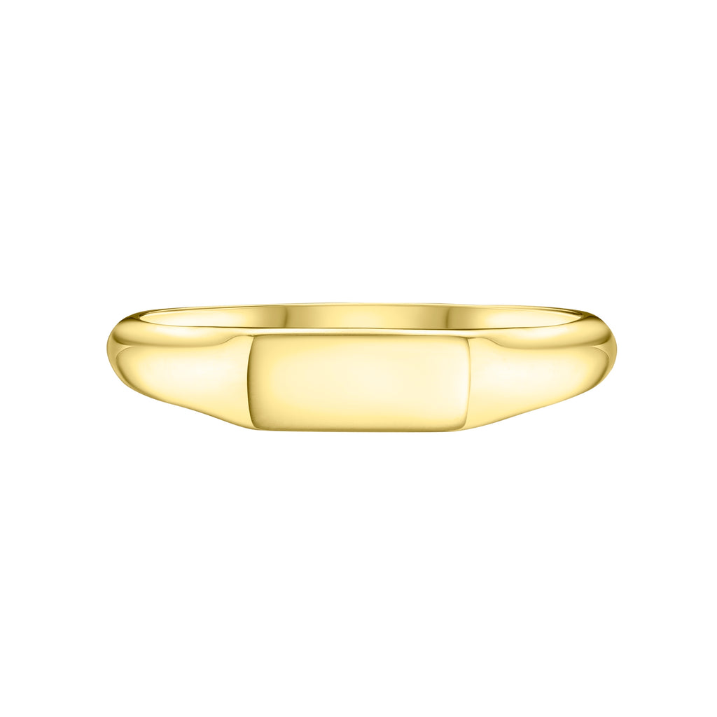Dainty Rectangular Signet Ring in Yellow Gold