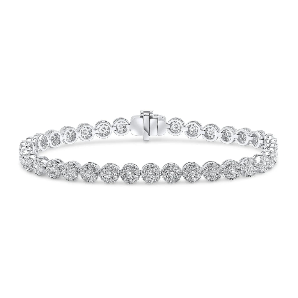 Diamond Cluster Tennis Bracelet on white background