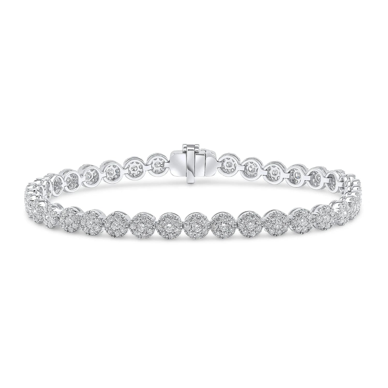 Diamond Cluster Tennis Bracelet on white background