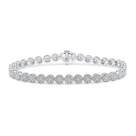 Diamond Cluster Tennis Bracelet on white background
