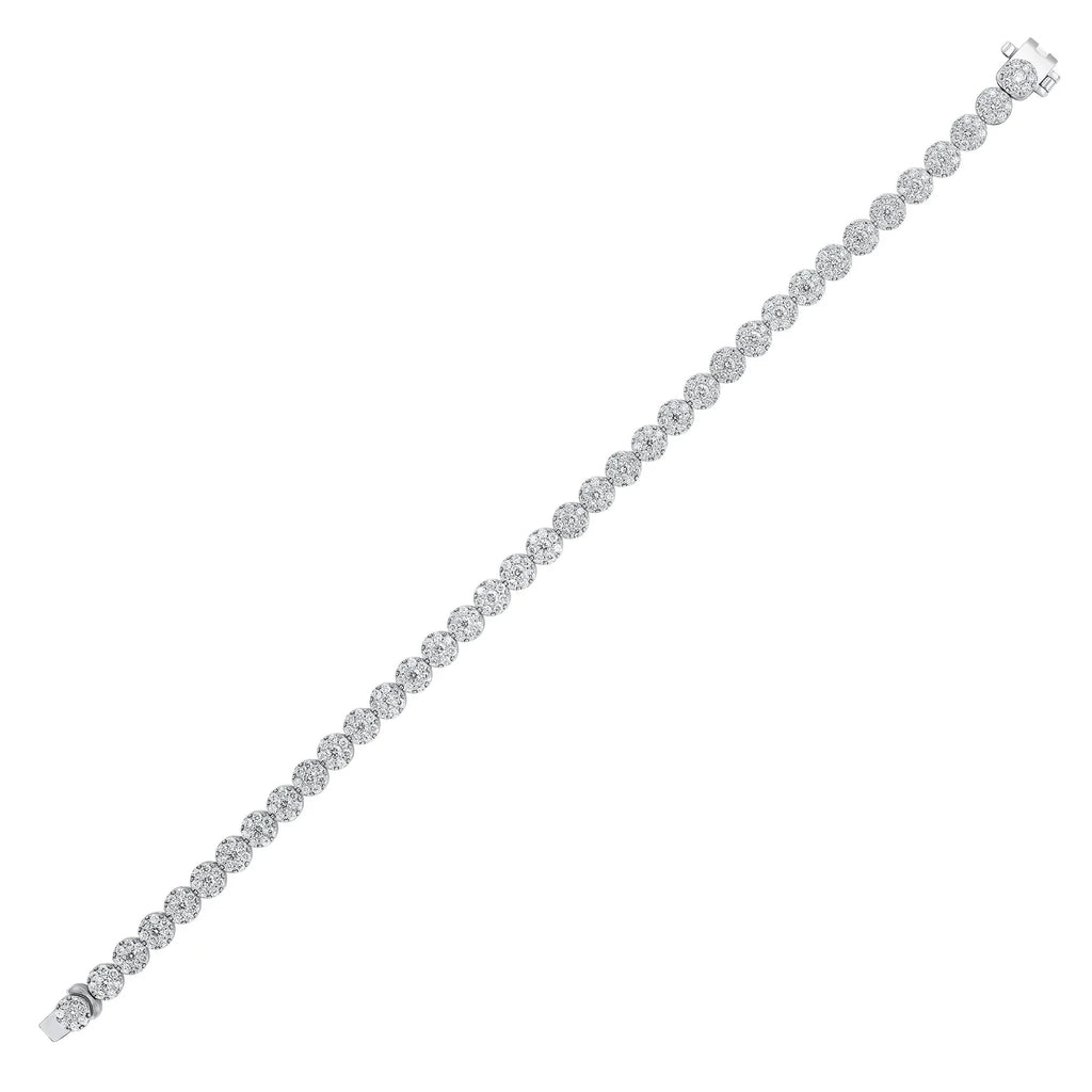 Diamond Cluster Tennis Bracelet - straight on a white background