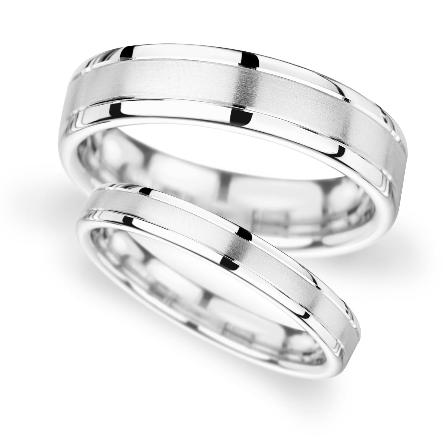 Diamond Cut Platinum Wedding Ring with Polished edges and matte centre