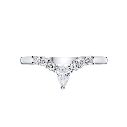 Diamond Wishbone Ring in Platinum on white background 
