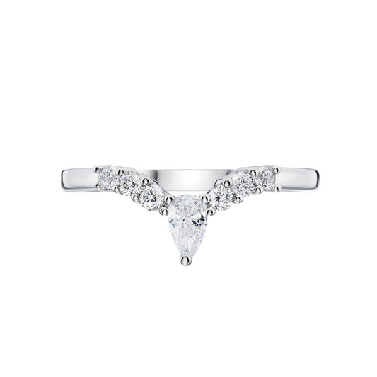 Diamond Wishbone Ring in Platinum on white background 