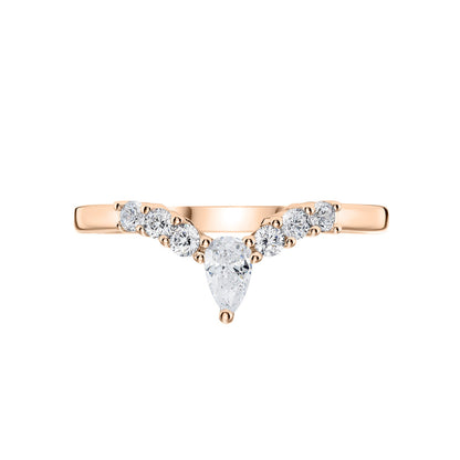Diamond Wishbone Wedding Ring in Rose Gold on white background 