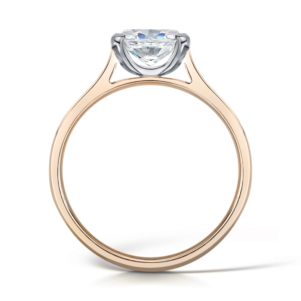 East West Oval Diamond Engagement Ring in Rose Gold - Side