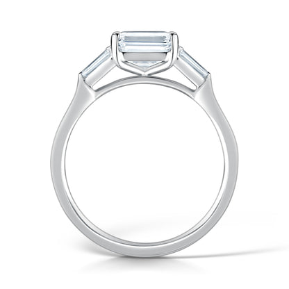 Emerald Cut Diamond Trilogy Ring Side View