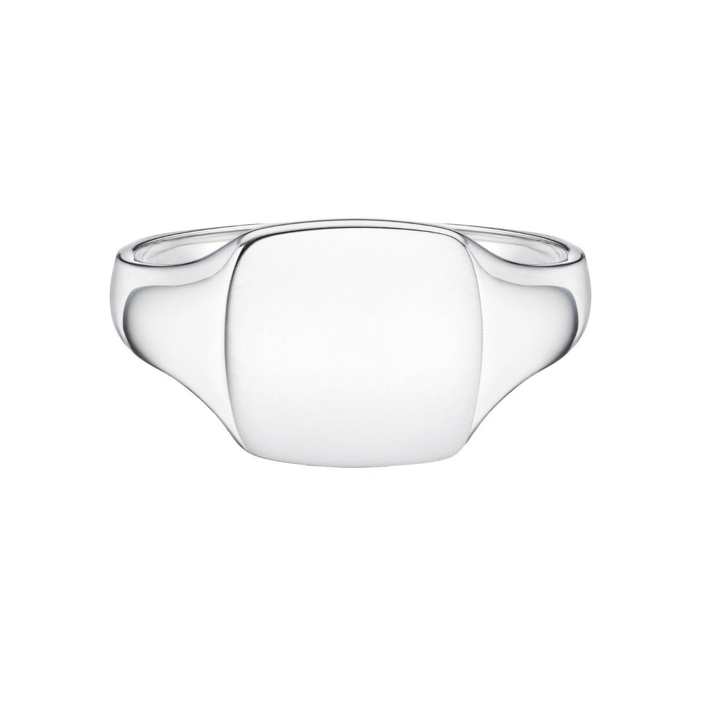 Engravable platinum signet ring for men UK