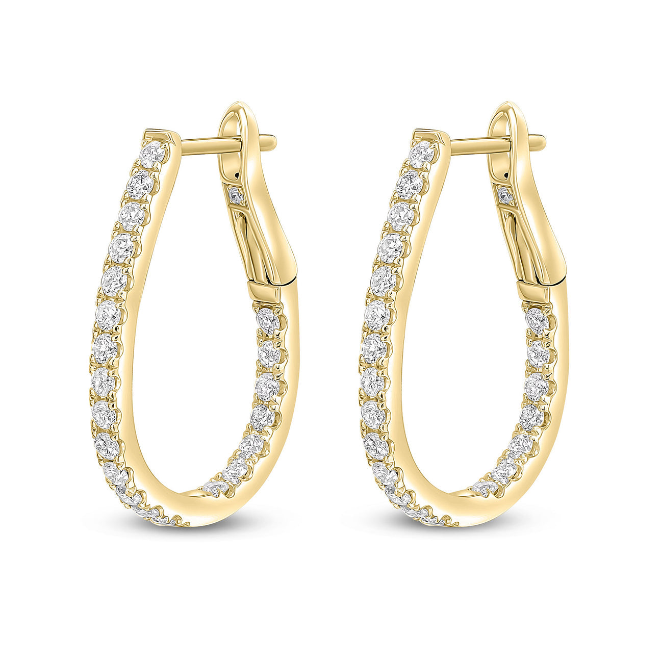 Full Diamond Horseshoe Hoop earrings - side view