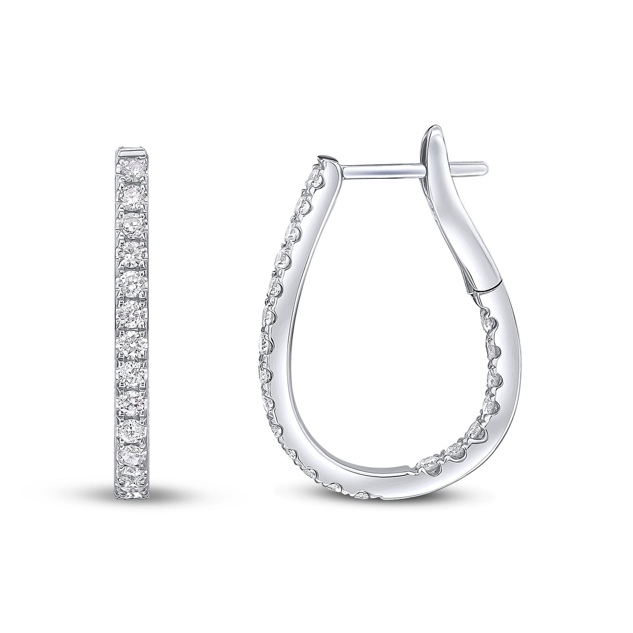 Full Diamond Horseshoe Hoop in 18ct White Gold 