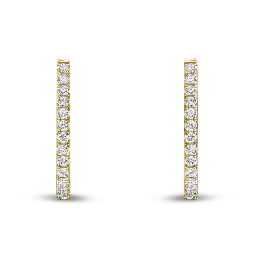 Full Diamond Horseshoe Hoop earring in yellow gold