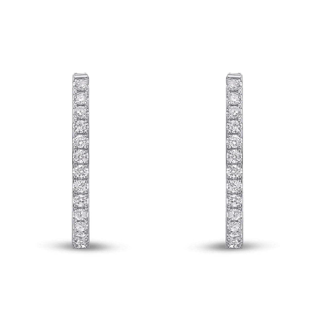 Full Diamond Horseshoe Hoops - Front view - 18ct White Gold 