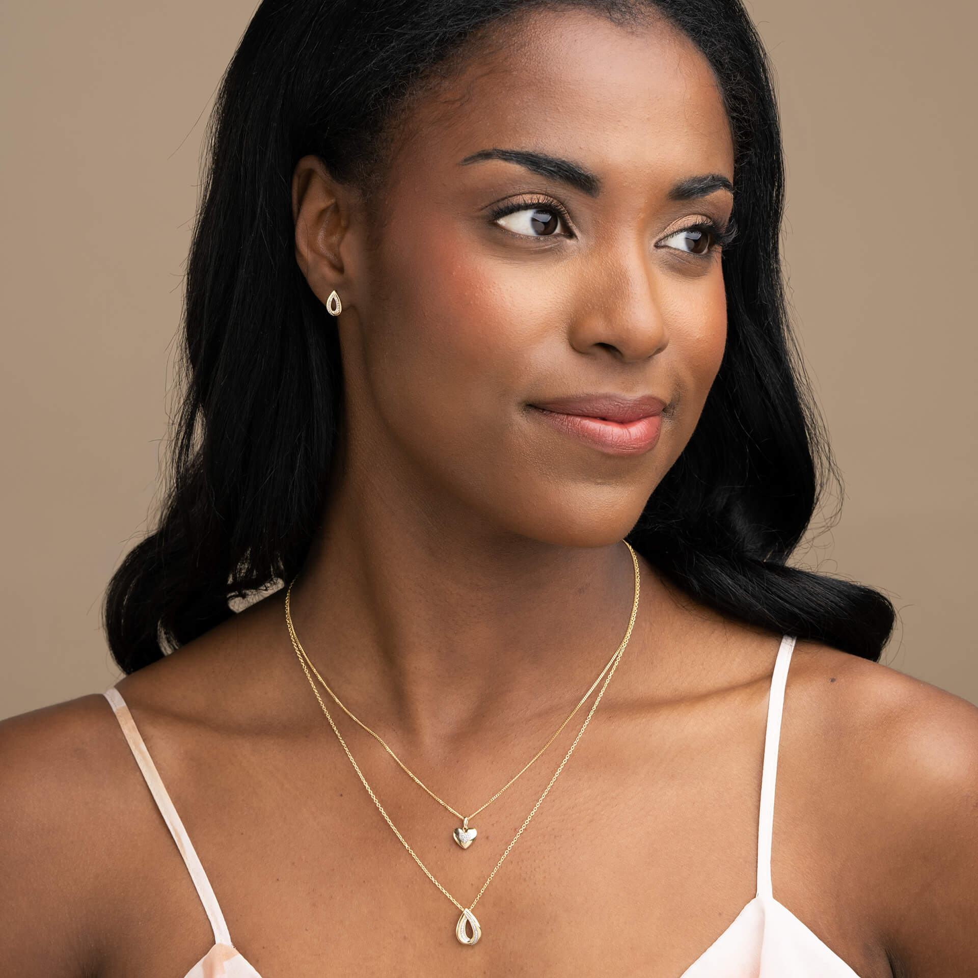 Elements Gold Cut Out Diamond Teardrop Earrings