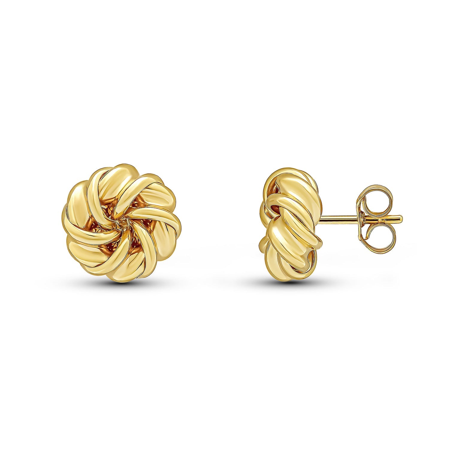18ct Yellow Gold Ribbon Swirl Stud Earrings