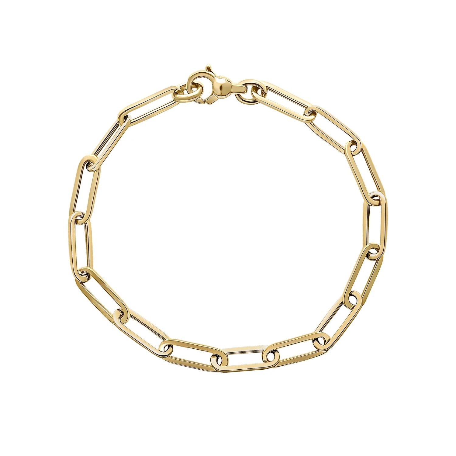 Gold chain bracelet on a white background
