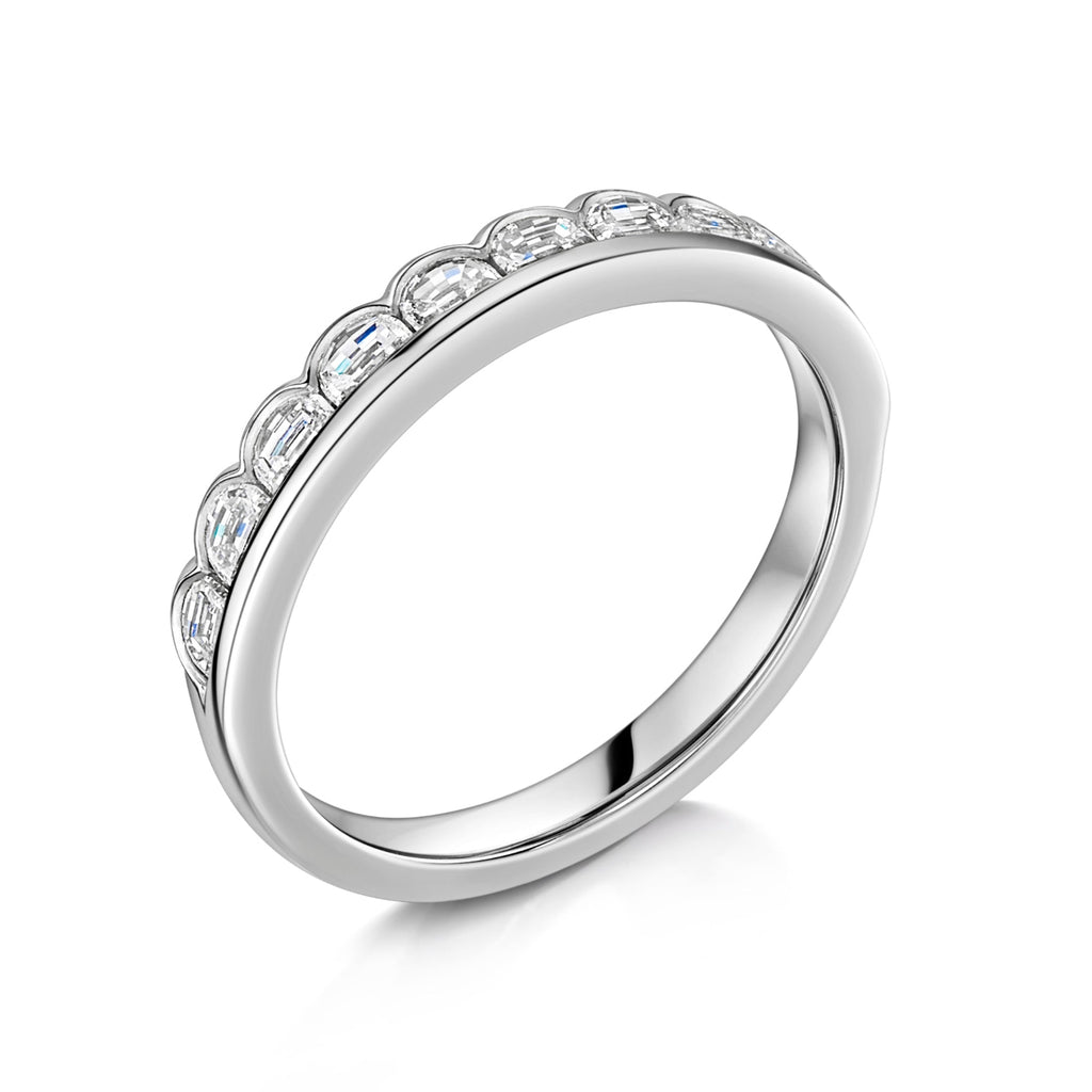 Half Moon Diamond Eternity Wedding Ring in Platinum