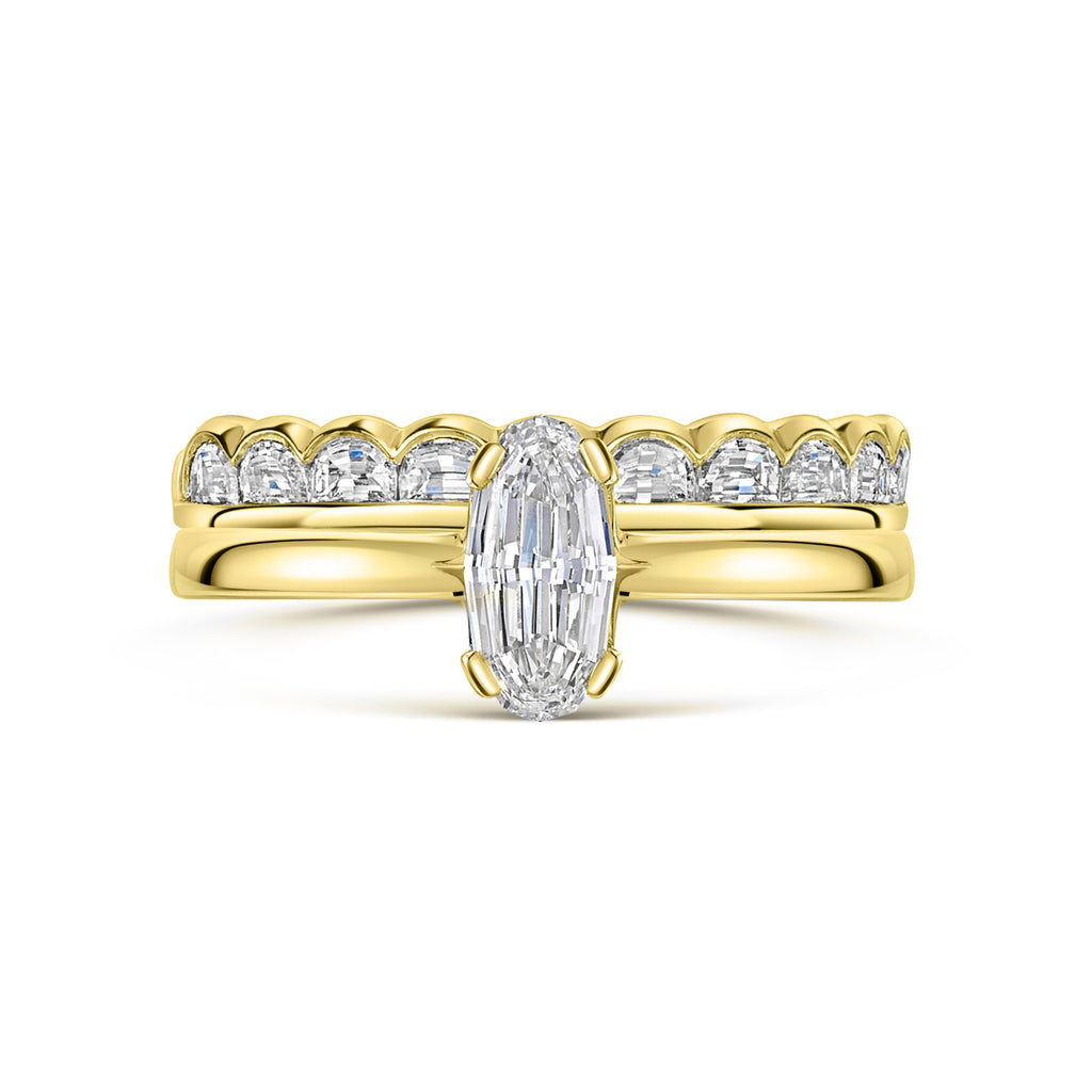 Half Moon Diamond Eternity Wedding Ring in Yellow Gold